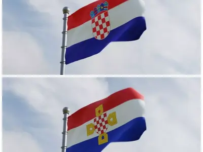 Animated Croatia Flags 3D model