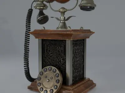 Low poly Old Antique Phone Low-poly 3D model