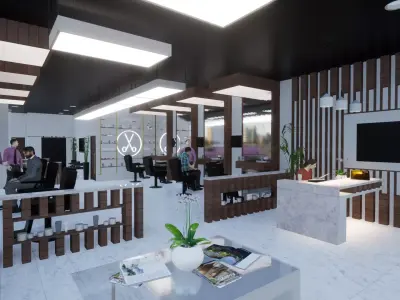 3d Interior design barber shop  Free 3D model