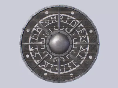 Viking shield Low-poly 3D model 5