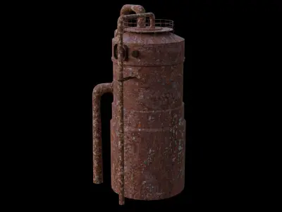 Old Rust Water Tower Low-poly 3D model