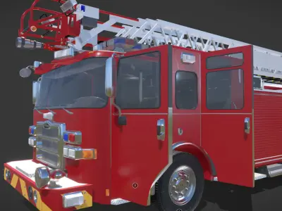 Firetruck Pierce 105 HEAVY-DUTY STEEL AERIAL LADDER Low-poly 3D model