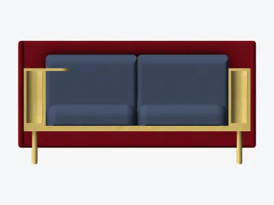 Sofa - Contemporary - Flame - Small Work Shelf - Left Low-poly 3D model