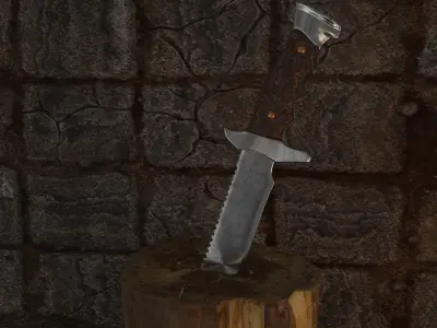 Combat knife Low-poly 3D model 5