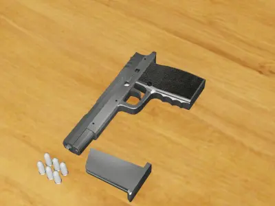  pistol for unity Low-poly 3D model