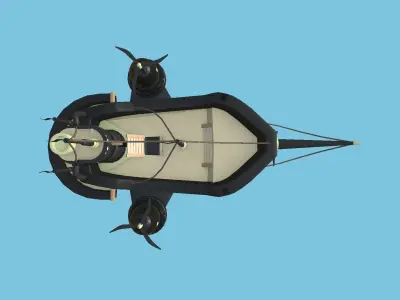 Cartoon Airship 02 - Black Pirate - Low Poly Ship Low-poly 3D model