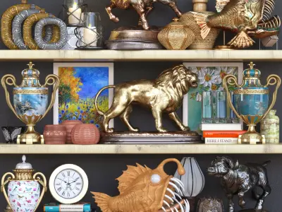 DekorSet decorative items on shelf 3D model