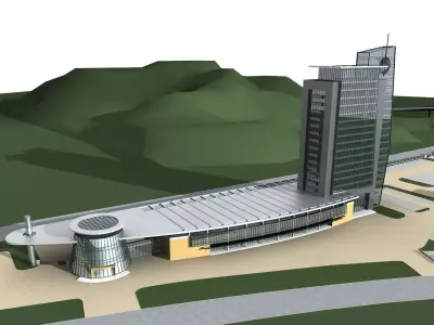 Station Building 3D model 6