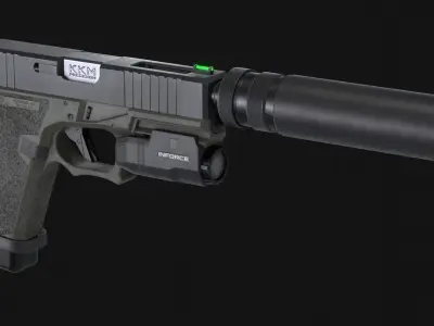 Custom G19 and Polymer80 PFC9 Pistol Pack - Game Asset Low-poly 3D model