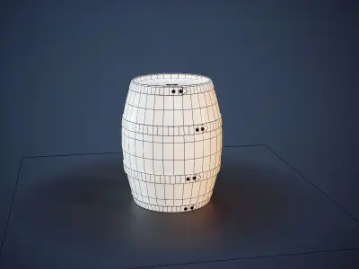 Wooden Barrel Low-poly 3D model 5