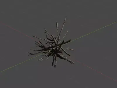 PBR bark ball scatter sticks heap Low-poly 3D model