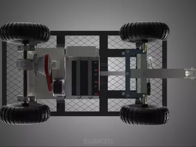 ELECTRIC FLAT BED DECK STEEL MESH GRID TROLLEY CART WAGON TRUCK 3D model