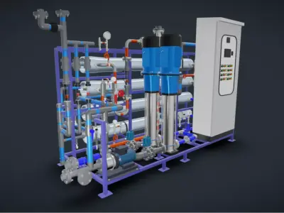 8m3h 3Stage RO Water Filter System 3D model