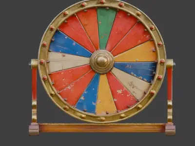 Abandoned Festive Carnival Spinning Wheel 3D Model Low-poly 3D model
