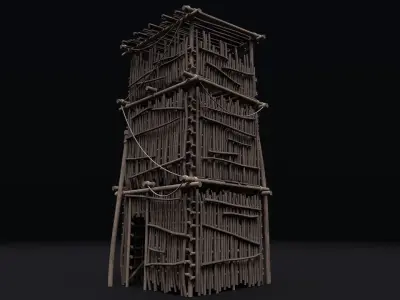 Realistic Medieval Watchtower Low-poly 3D model purchase