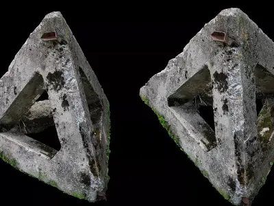 soviet concrete antitank barrier photogrammetry Low-poly 3D model