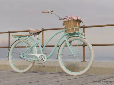 Womens Beach Cruiser Bicycle 3D model