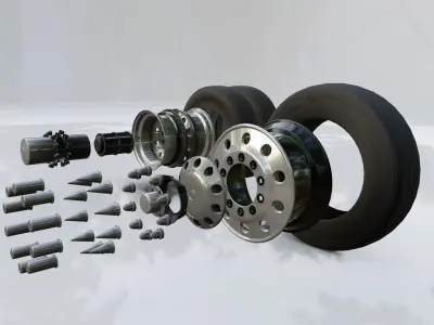 Heavy Duty Truck and Bus Wheels and Tires 3D model