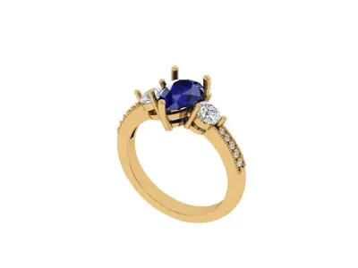 Pear 3 Stone Ring 3D print model order