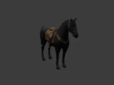 Low Poly Horse Game Ready 3D Model Color Variants PBR Textures Low-poly 3D model