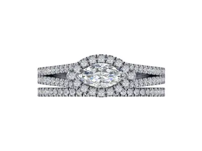 Marquise Ring Bridal Set 3D print model 4
