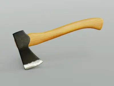 3 modern realistic models of axes in low and high poly  Low-poly 3D model