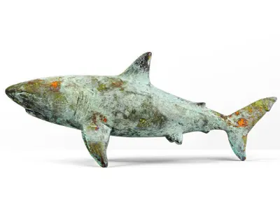 Shark Sculpture in Bronze Finish 3D model