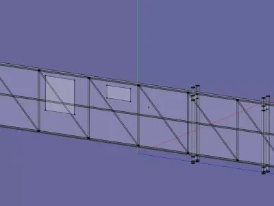 Perimeter Fencing set - US Style Black 3D model