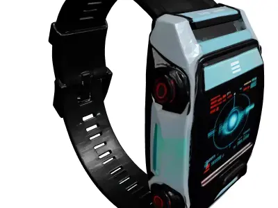 SciFi Wrist Communicator Cracked Holographic 3D model
