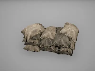 Sacks Set Low Poly Game Ready pile of pillows Low-poly 3D model