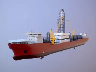 Modern Generic Drill Ship 3D model