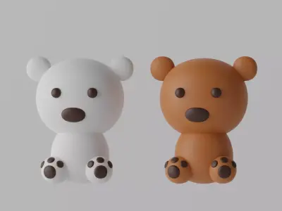 Cartoon Cute Bear 3D model
