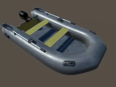 Realistic boat inflatable Low-poly 3D model