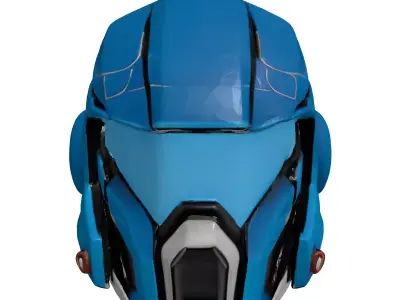 SciFi Helmet with Cracked Visor 3D model