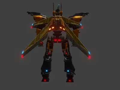 sci-fi robot humanoid Low-poly 3D model