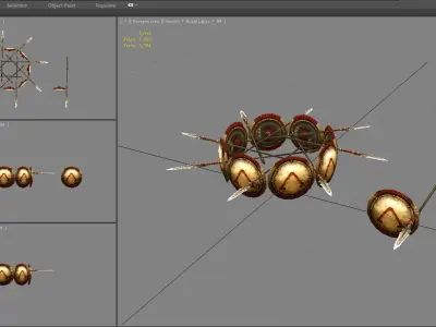 Defensive formation composed of shields  Low-poly 3D model