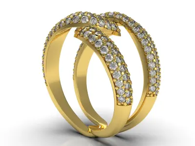 Antique Intertwin Diamond Cocktail Ring 3D print model