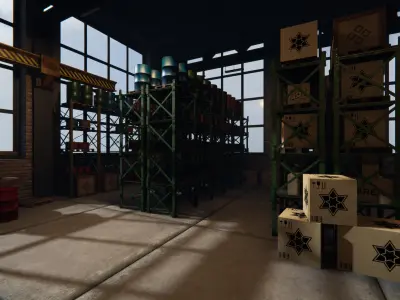 Modular Warehouse for Unity Low-poly 3D model