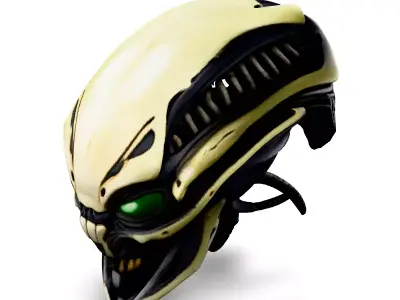 SciFi Alien Robot Head High Detail Low-poly 3D model