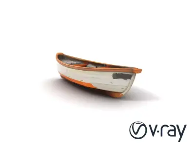 Weathered Rowboat with Cracked Hull and Oars model pack Low-poly 3D model
