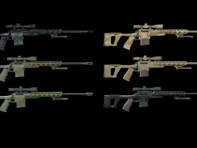 Sniper Rifle Low-poly 3D model 16
