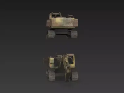 Rusty Weathered Excavator  Abandoned Industrial Digger  3D model