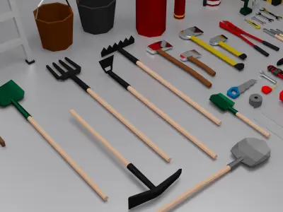 Tools Set Low-Poly 3D model