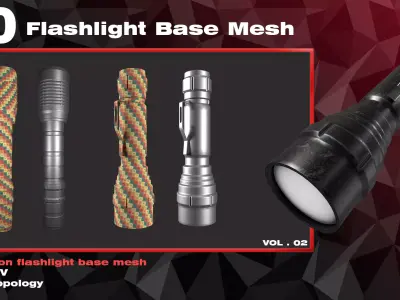 20 flashlight base mesh  Low-poly 3D model
