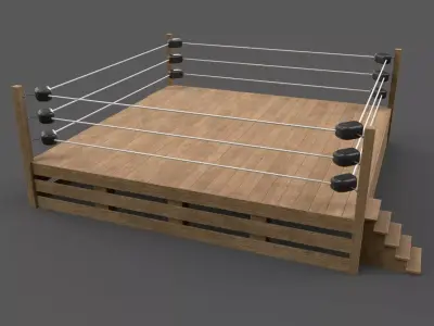 PBR Modular Wood Wrestling Rings 20ftx20ft Low-poly 3D model