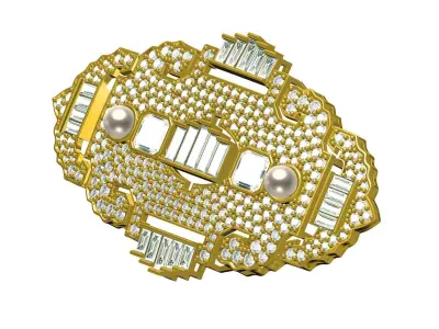 Antique Art Deco Style Brooch 3D print model