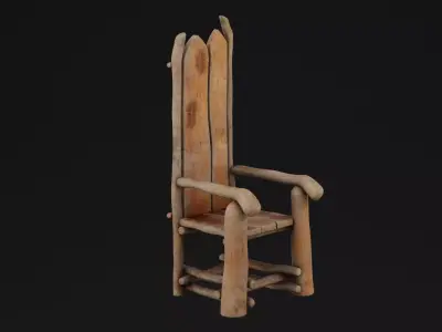 Wooden TreeLog Chair Low-poly 3D model