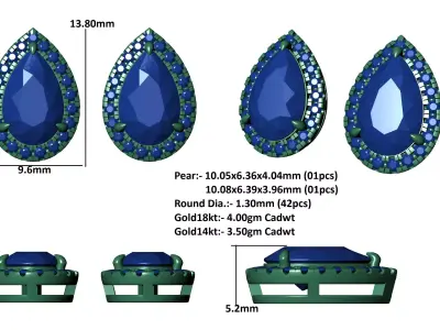 Pear Stone Earring 3D print model purchase