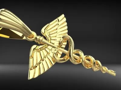 Caduceus Medical Pendant Necklace Charm Jewelry 3D print model