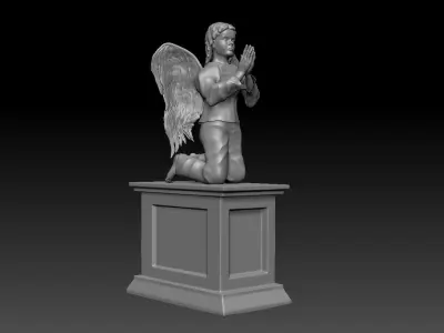 Angel statue with wings 3D model